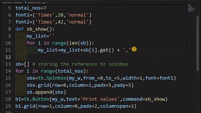 Tkinter generating Spinboxes dynamically and reading the values and resetting textvariable option смотреть онлайн