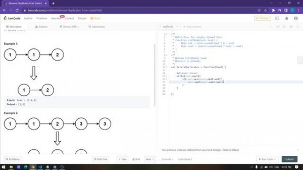 Remove Duplicates from Sorted List LeetCode