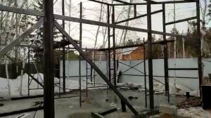 гараж  своими руками 5*11 высота 3метра 80 см из профильной трубы 80*80 толшина 3 мм