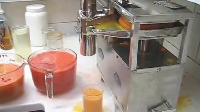 Making watermelon, turmeric, lime, ginger juice on a WHF juicer. A Norwalk juicer alternative. смотреть онлайн