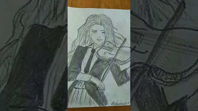 Рисунок , девушка играющая на скрипке.
