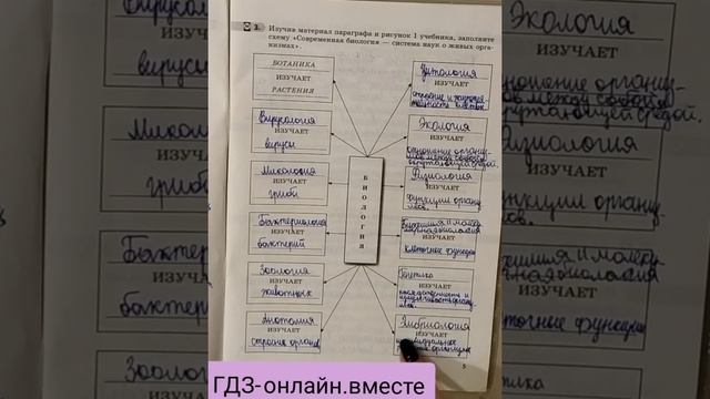 ГДЗ. Биология. 5 класс. В.В.Пасечник. Рабочая тетрадь. Параграф 1. смотреть онлайн
