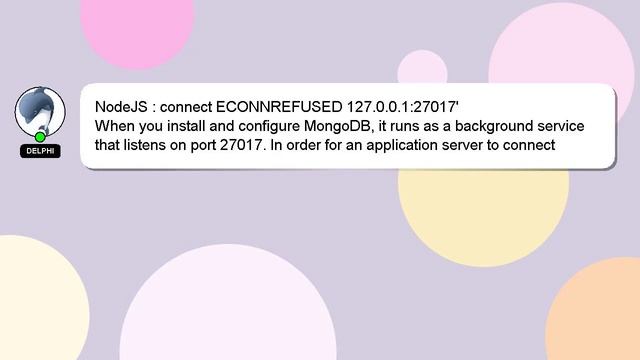 NodeJS : connect ECONNREFUSED 127.0.0.1:27017' смотреть онлайн