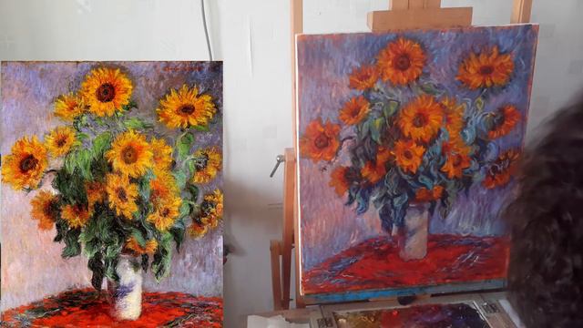 Impressionism Oil painting Monet Bouquet of Sunflowers. Part 2 смотреть онлайн