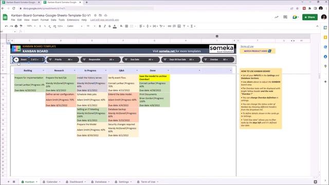 Kanban Board Google Sheets Template | Kanban Agile Board смотреть онлайн