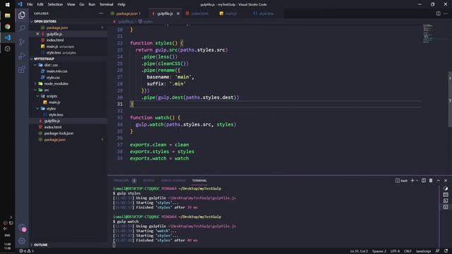 #7 Отслеживание изменений в проекте Gulp Watch - Курс по Gulp 4 [2021] смотреть онлайн