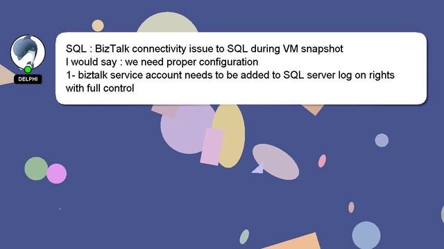 SQL : BizTalk connectivity issue to SQL during VM snapshot смотреть онлайн