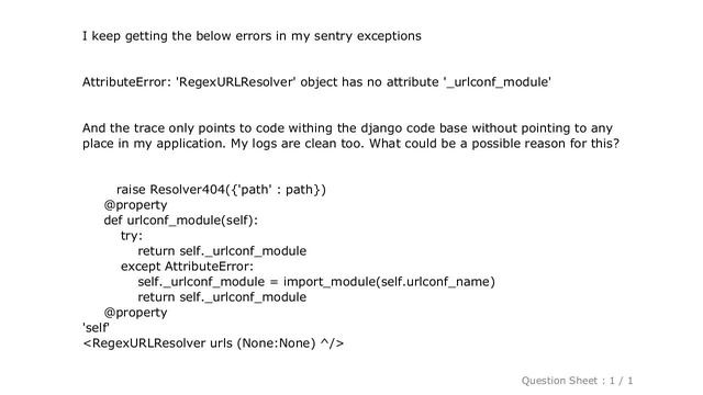 Django : AttributeError: 'RegexURLResolver' object has no attribute '_urlconf_module' смотреть онлайн
