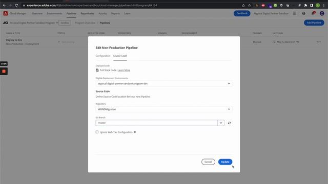 Running the Migrated Repository Through a Pipeline for Installation in Adobe AEM CS (AEMaaCS) смотреть онлайн