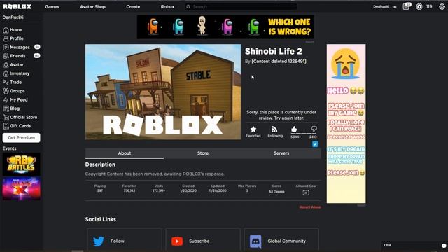 {SHINOBI LIFE 2} ПОЧЕМУ ЗАБЛОКИРОВАЛИ ИГРУ??? смотреть онлайн
