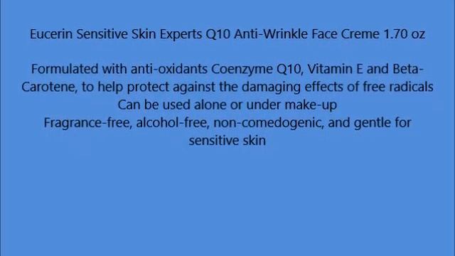Eucerin Sensitive Skin Experts Q10 Anti Wrinkle Face Creme 1 70 oz смотреть онлайн