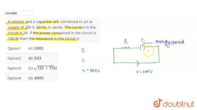 A resistor and a capacitor are connected to an ac supply of 200 V, 50 Hz, in series. смотреть онлайн