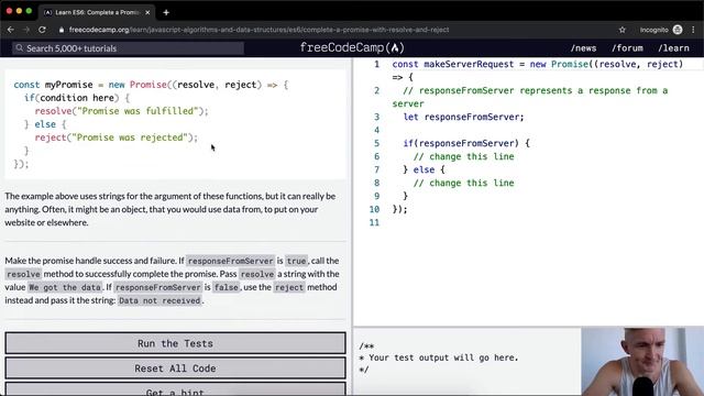 ES6 - Complete a Promise with resolve and reject - Free Code Camp смотреть онлайн