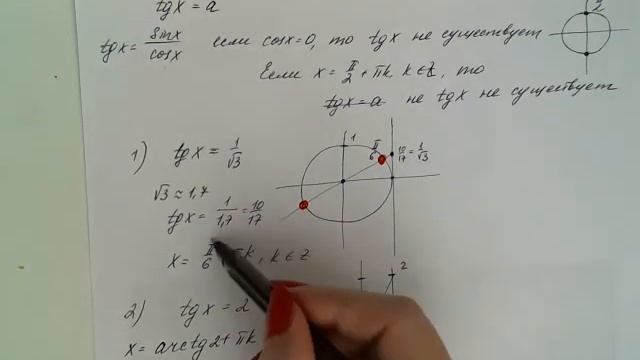 Решение простейших тригонометрических уравнений tgx=a и ctgx=a смотреть онлайн