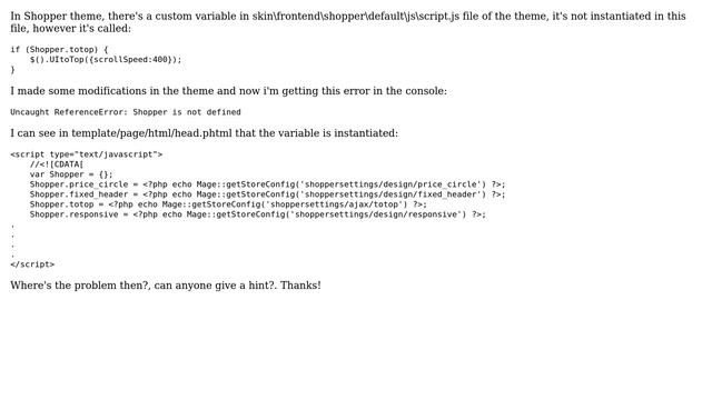 Magento: Shopper theme custom javascript var (2 Solutions!!) смотреть онлайн