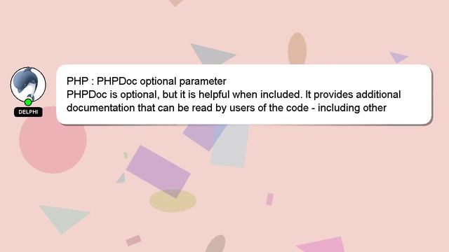 PHP : PHPDoc optional parameter смотреть онлайн