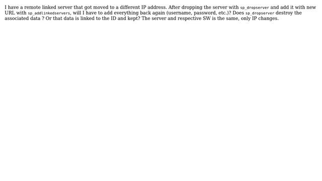 Databases: changing IP on sql server linked server смотреть онлайн