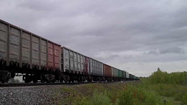 Тепловоз 2ТЭ10МК-2794 с грузовым составом + вагоны на ремонт и рабочие хопперы