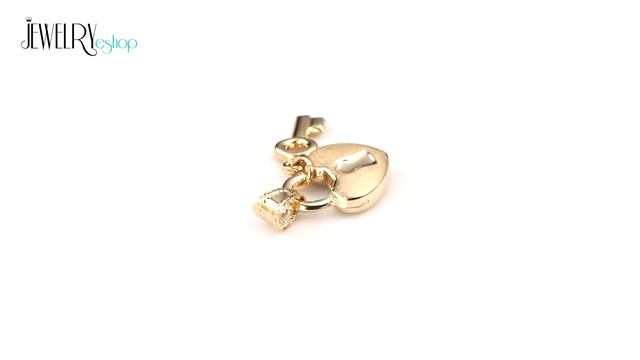 Jewellery -- Gold pendant - shiny heart lock with key смотреть онлайн