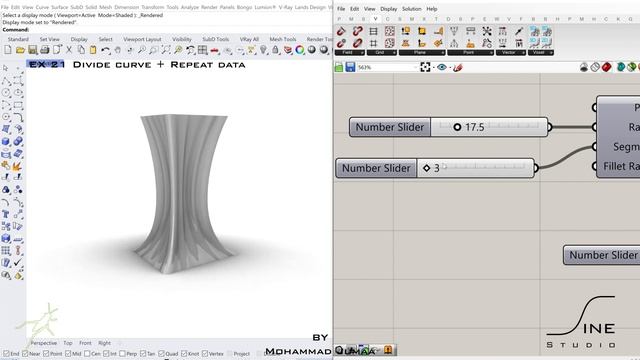 Grasshopper tutorial in 7 minutes - EX 21 - Divide curve + Repeat data смотреть онлайн