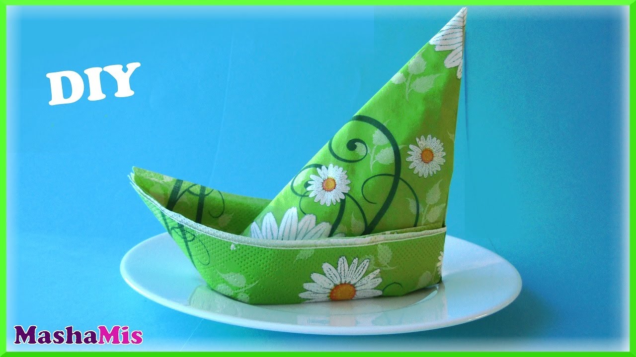 Как красиво сложить салфетки. Сервировка стола салфетками. Кораблик из салфетки. смотреть онлайн