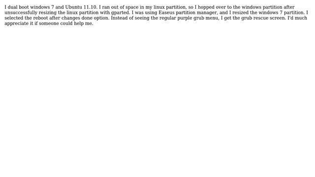 Resized windows partition in windows,and got to grub rescue commandline instead of grub when... смотреть онлайн