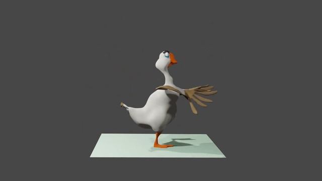 BLENDER 2.91 Борис (Boris)-гусь, пробная анимация 2 смотреть онлайн