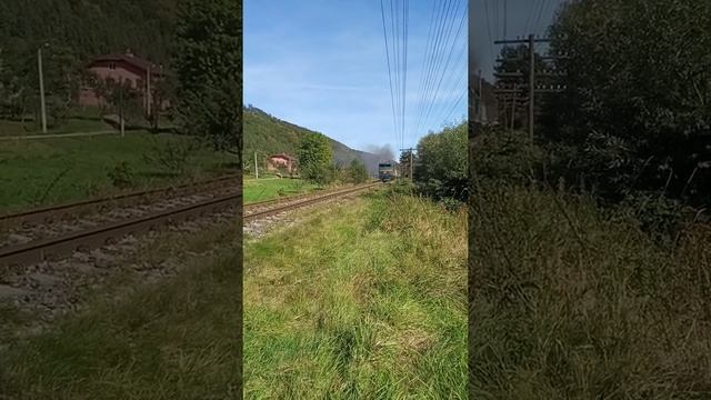 Тепловоз 2ТЭ10УТ-0029 з потягом 15 Харків - Рахів на підході до ст. Яремче. смотреть онлайн
