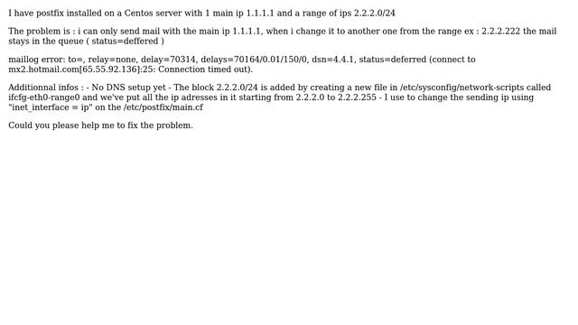 ( status=deferred :25: Connection timed out ) issue with Postfix смотреть онлайн