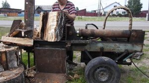 вариант подъёма стола на дровоколе и немного его работы