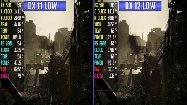 Division 2 | RX 580 + Ryzen 5 2600 | DirectX 11 vs DirectX 12