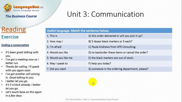 Business English Course (BEC) Pre, Unit 3, Sample смотреть онлайн