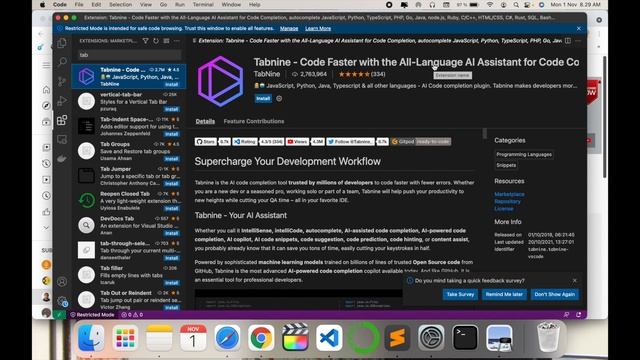 How to Install TabNine on Visual Studio Code | AI Based Code Auto Completion Tool смотреть онлайн