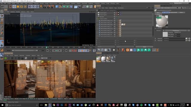 Cinema 4D Tutorial - Create a Futuristic City Using Octane Scatter and Volumetrics смотреть онлайн