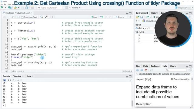Calculate Cartesian Product in R (2 Examples) | expand.grid() & crossing() Functions | tidyr Packag смотреть онлайн