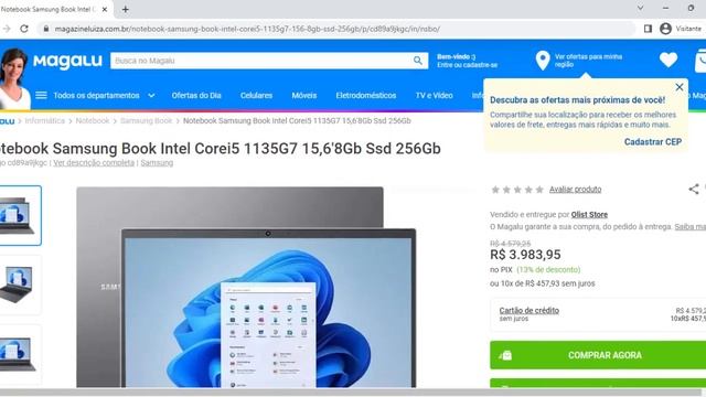 Notebook Samsung Book Intel cori5 1135G7 15,6 8GB SSD 256GB смотреть онлайн
