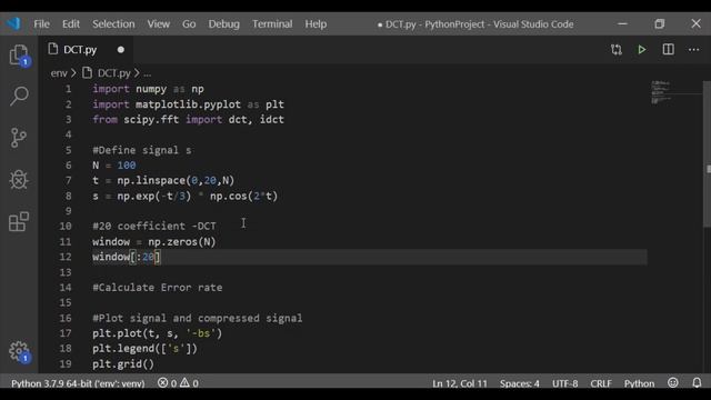 DCT used in JPEG compression. In Python calculate error rate between original & compressed signal смотреть онлайн