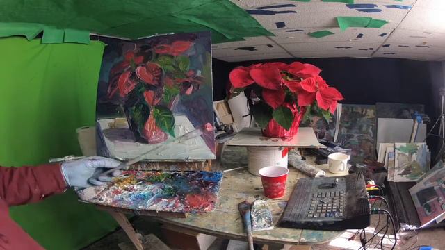 Oil Painting of Poinsettia Plant in Timelapse смотреть онлайн