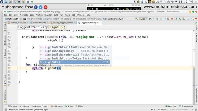 26 Kotlin android Studio Firebase Logout смотреть онлайн