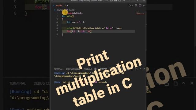 Print multiplication table in C || Multiplication table in C смотреть онлайн