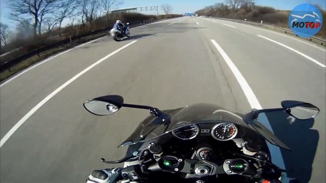Kawasaki ZZR1400 And Suzuki HAYABUSA - Playing On Autobahn
