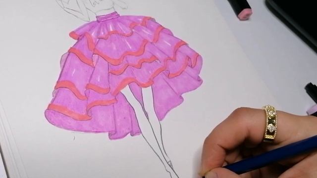 Simple Dress Drawing step by step /fashion illustration смотреть онлайн