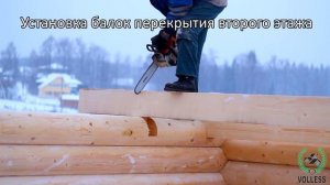 VOLLESS - сборка сруба под крышу из оцилиндрованного бревна