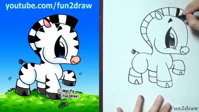 How to Draw a Zebra - Drawing Step by Step - Easy Drawings - Fun2draw | Online Art Courses смотреть онлайн