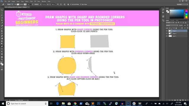 Draw Sharp And Rounded Corners Using The Pen Tool In Photoshop смотреть онлайн