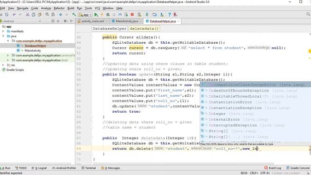 Delete data | Sqlite database | Android Studio смотреть онлайн