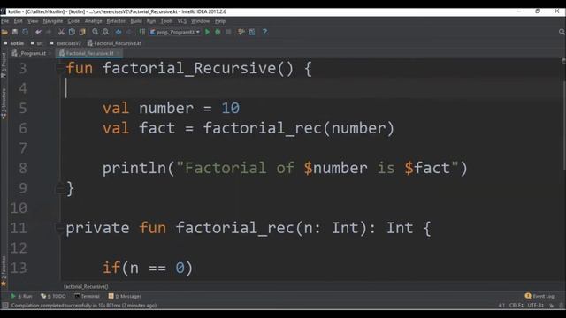 factorial recursive in kotlin смотреть онлайн