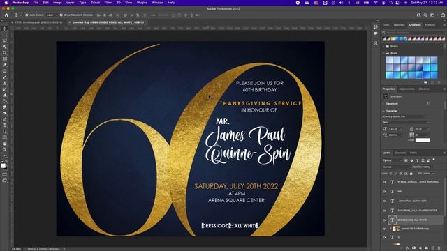 Birthday Invitation Card Photoshop 2022 | Flyer Design Photoshop