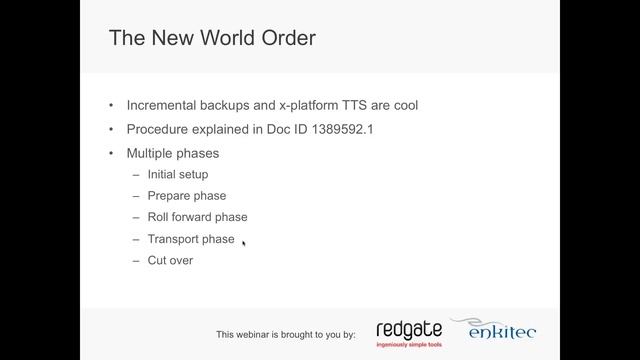 Reducing downtime using incremental backups and X Platform TTS hd1080 смотреть онлайн