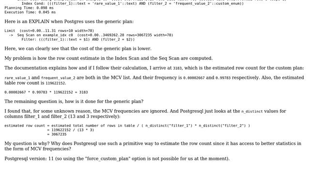 Databases: How does Postgres compute the row count estimate during query planning? смотреть онлайн